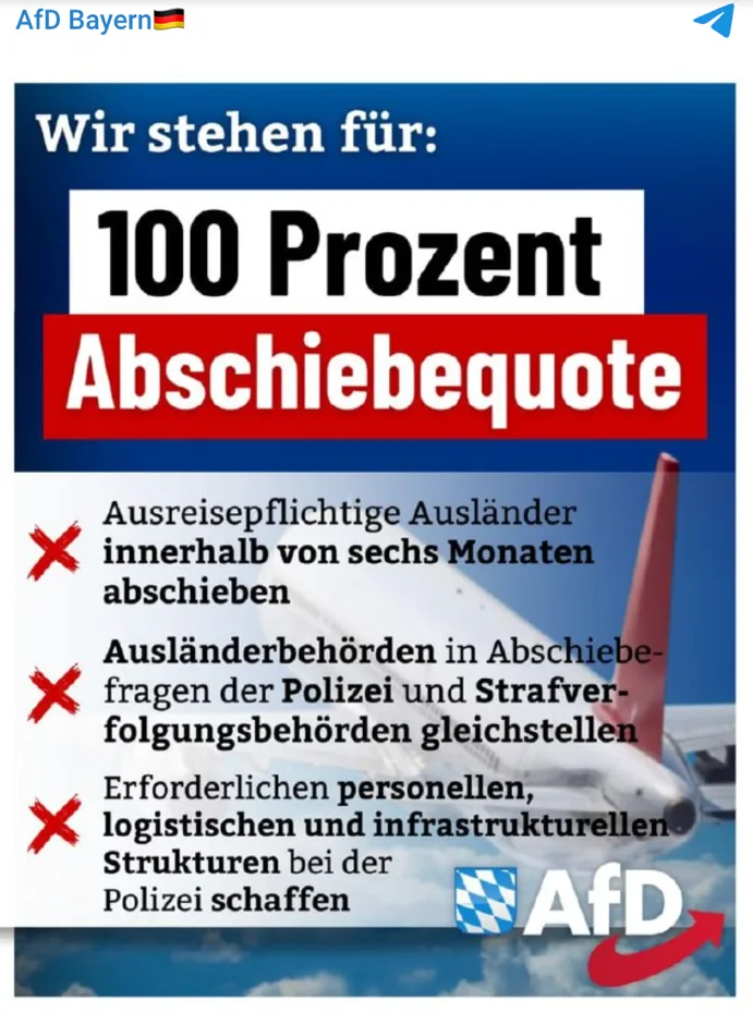 plakat wir stehen für: 100 prozent abschiebequote